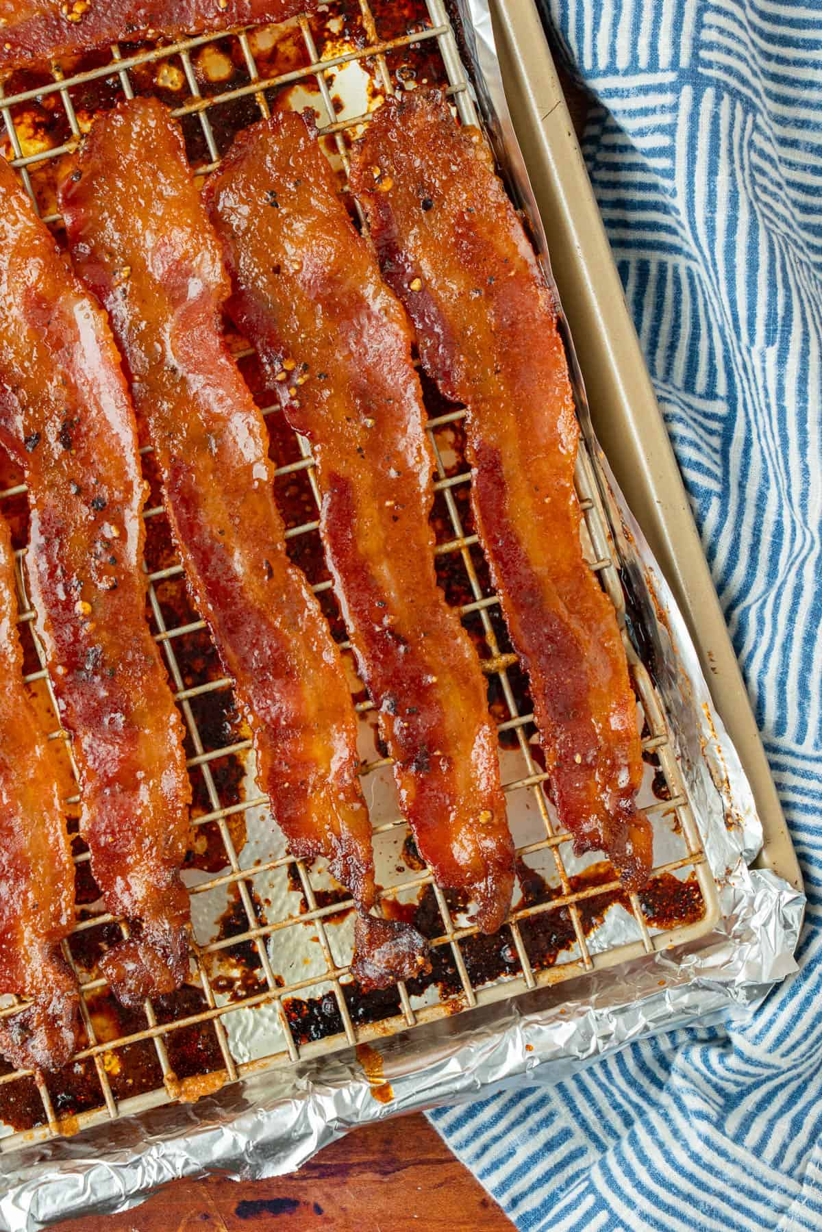 candied bacon on a rack