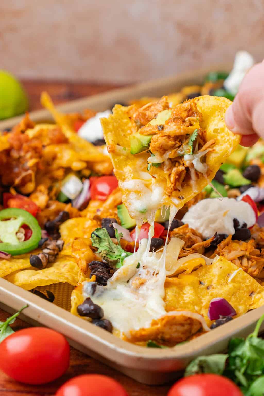 Nacho Time Shredded Chicken Nachos (Sheet Pan) - Blues Best Life