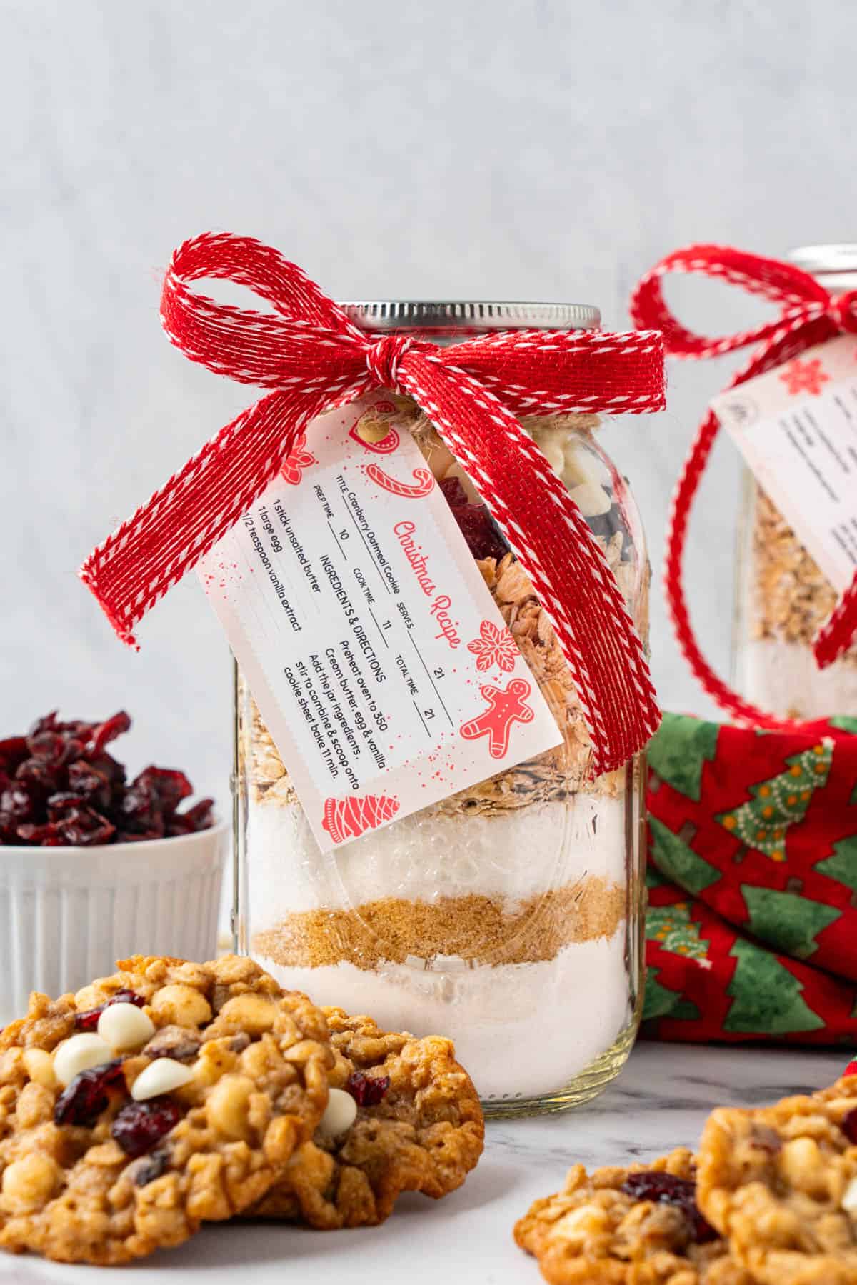 the cookie mix in a jar with the cookies 