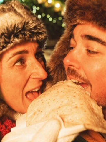 couple sharing crepe