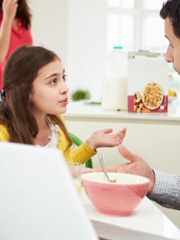 father and daughter talking