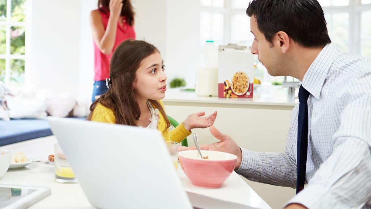 father and daughter talking