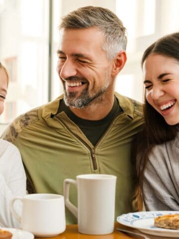 happy family eating dessert
