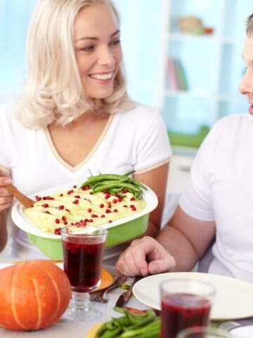 happy family with mashed potatoes