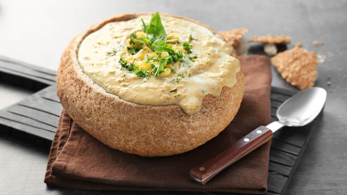 soup in bread bowl 