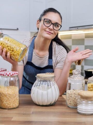woman with pantry items