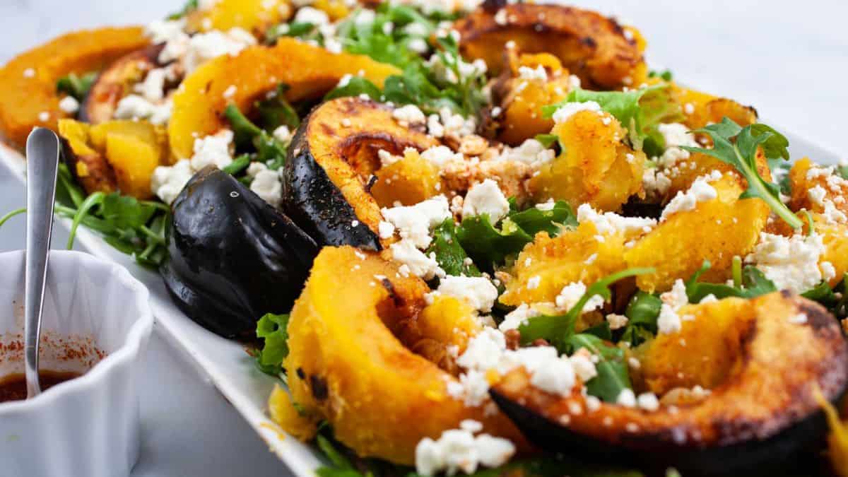 Air Fryer Roasted Acorn Squash Salad With Easy Dressing
