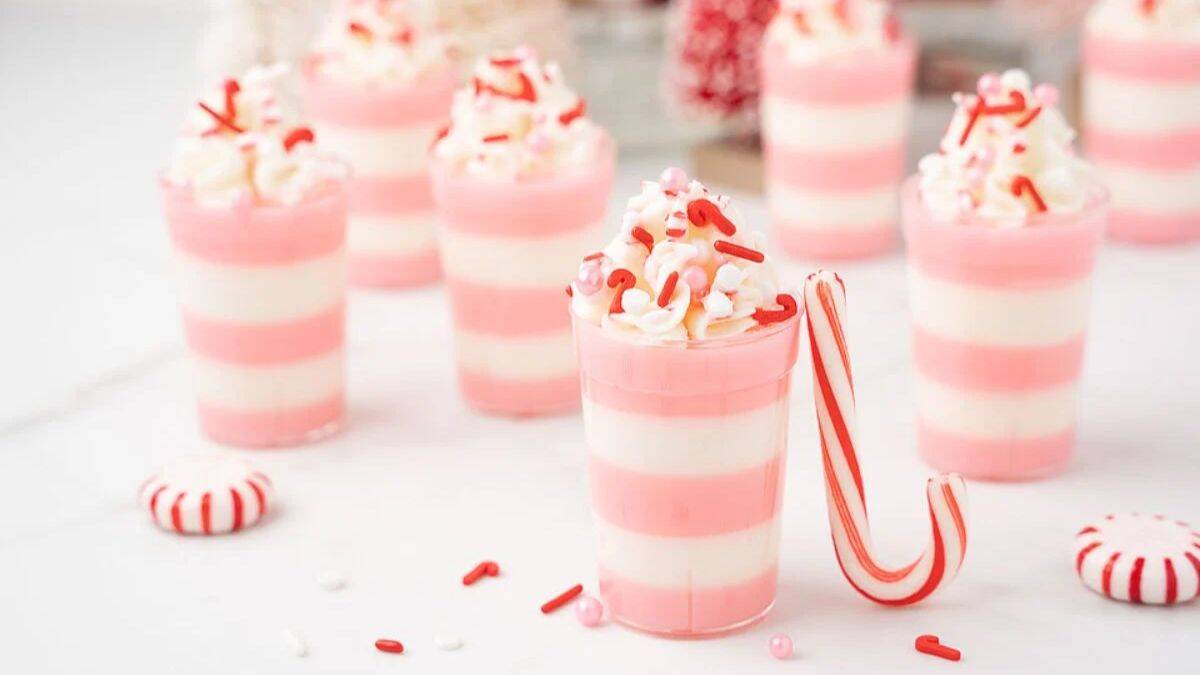 A couple of servings of Pink Peppermint Jello Shots.