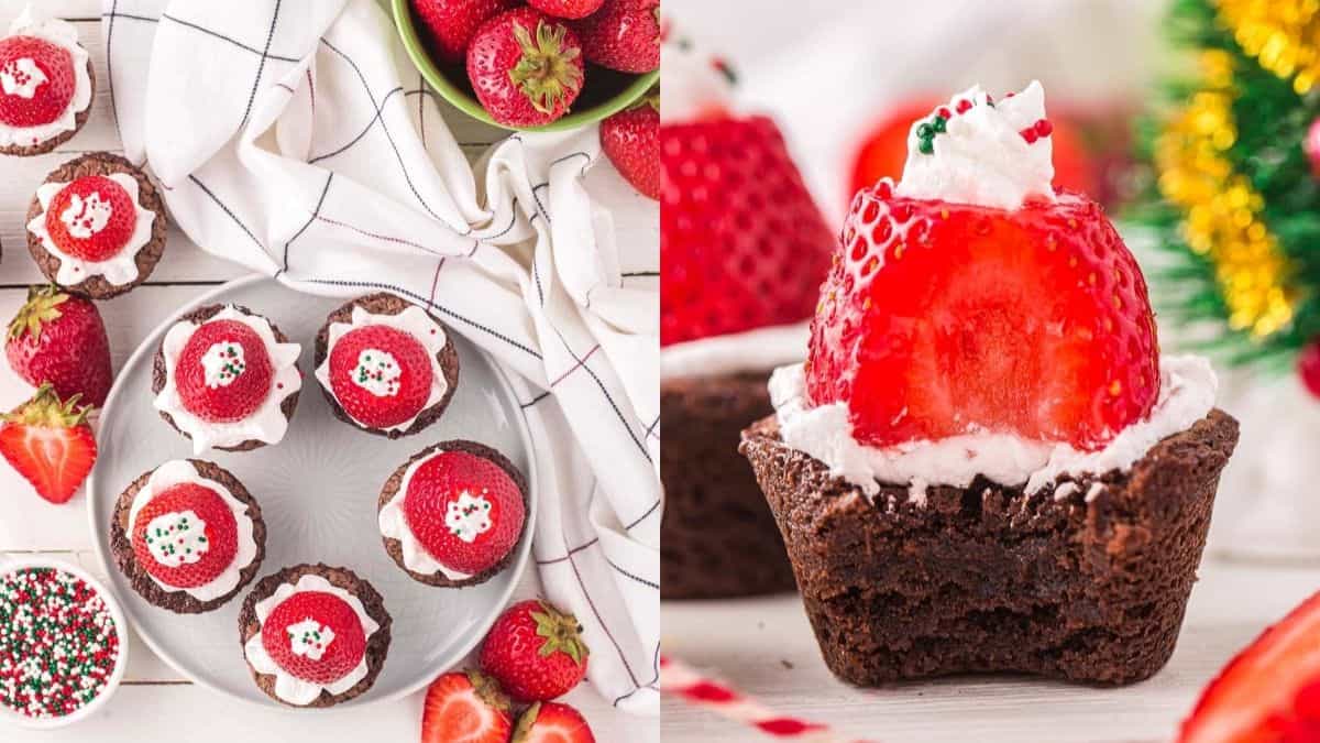 Santa Hat Brownies