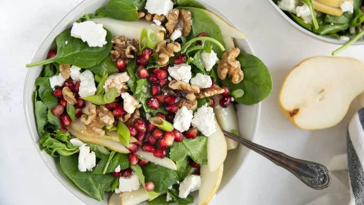Spinach Pear and Feta Salad Recipe