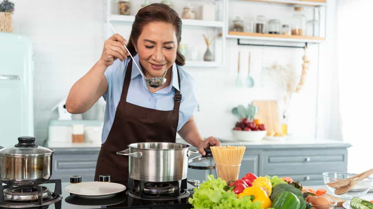 older woman cooking
