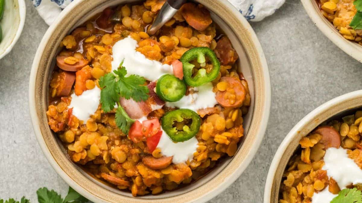 A bowl of Charro Lentils.