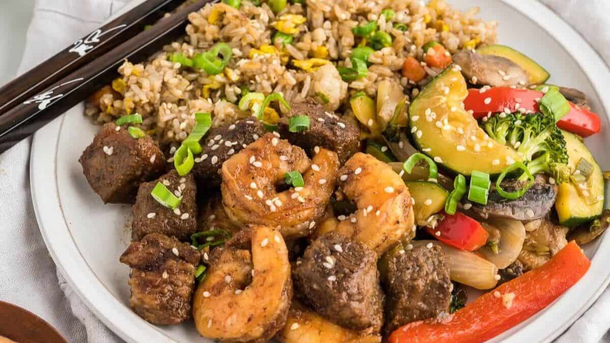 Homemade Hibachi on Blackstone Steak and Shrimp