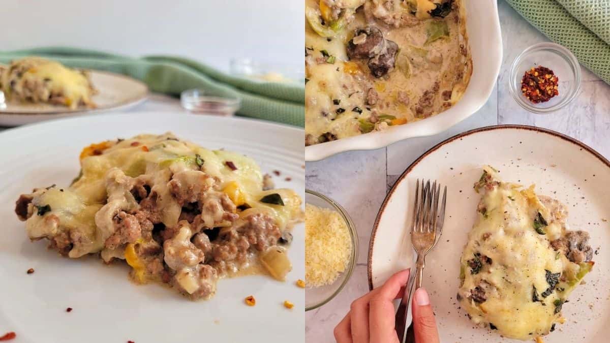 Keto Philly Cheesesteak Casserole