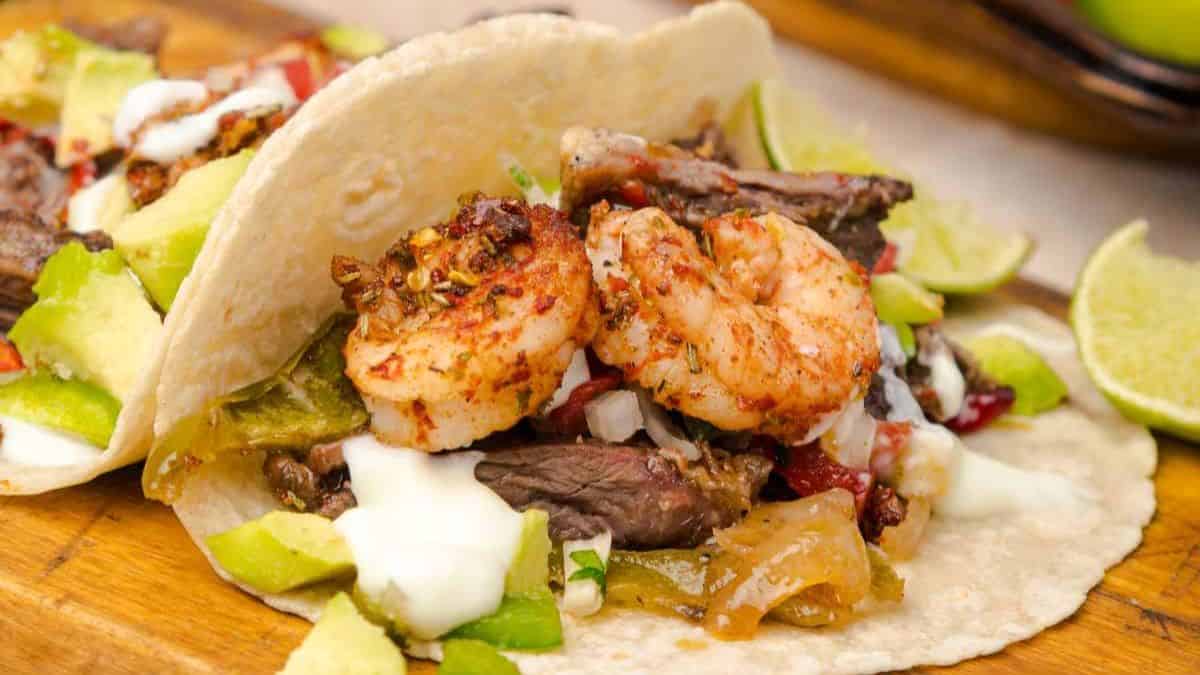 Sheet Pan Steak and Shrimp Fajitas