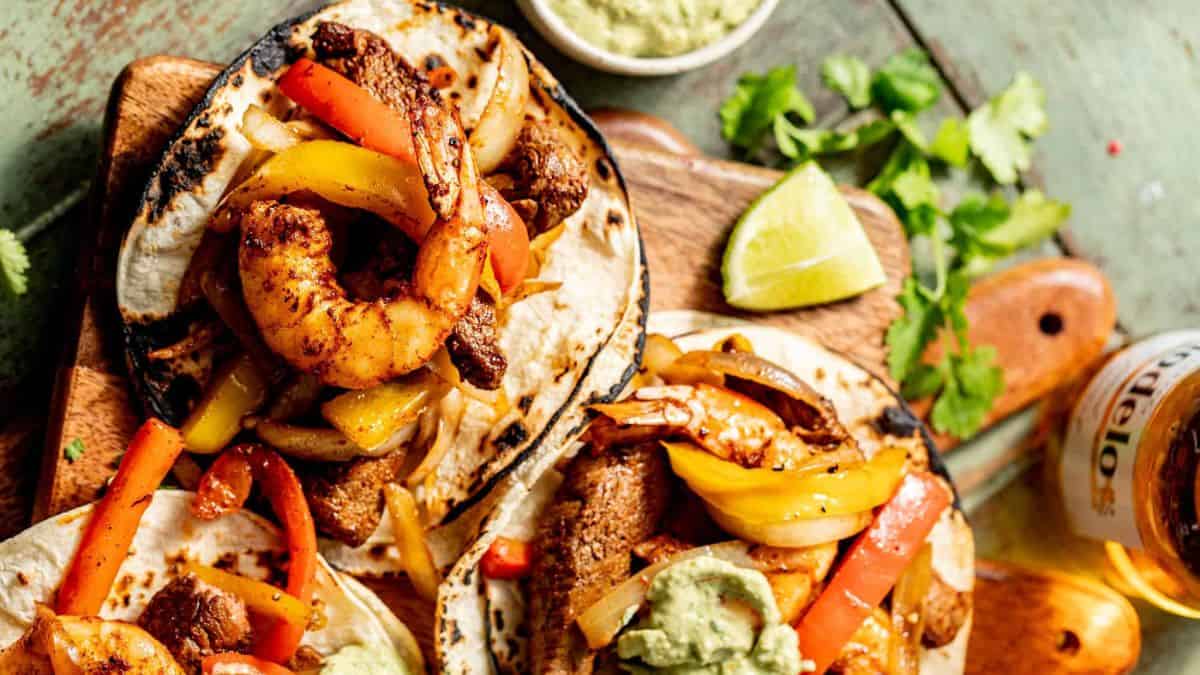 Shrimp and Steak Fajitas