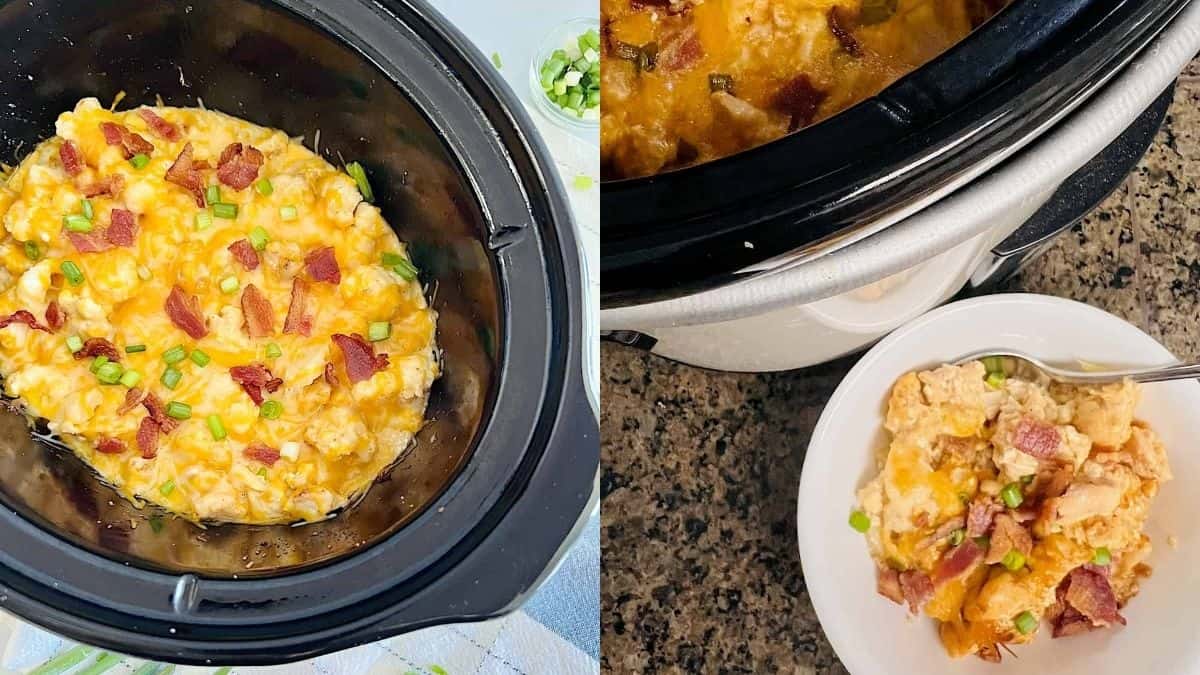 Slow Cooker Loaded Chicken & Cauliflower Casserole