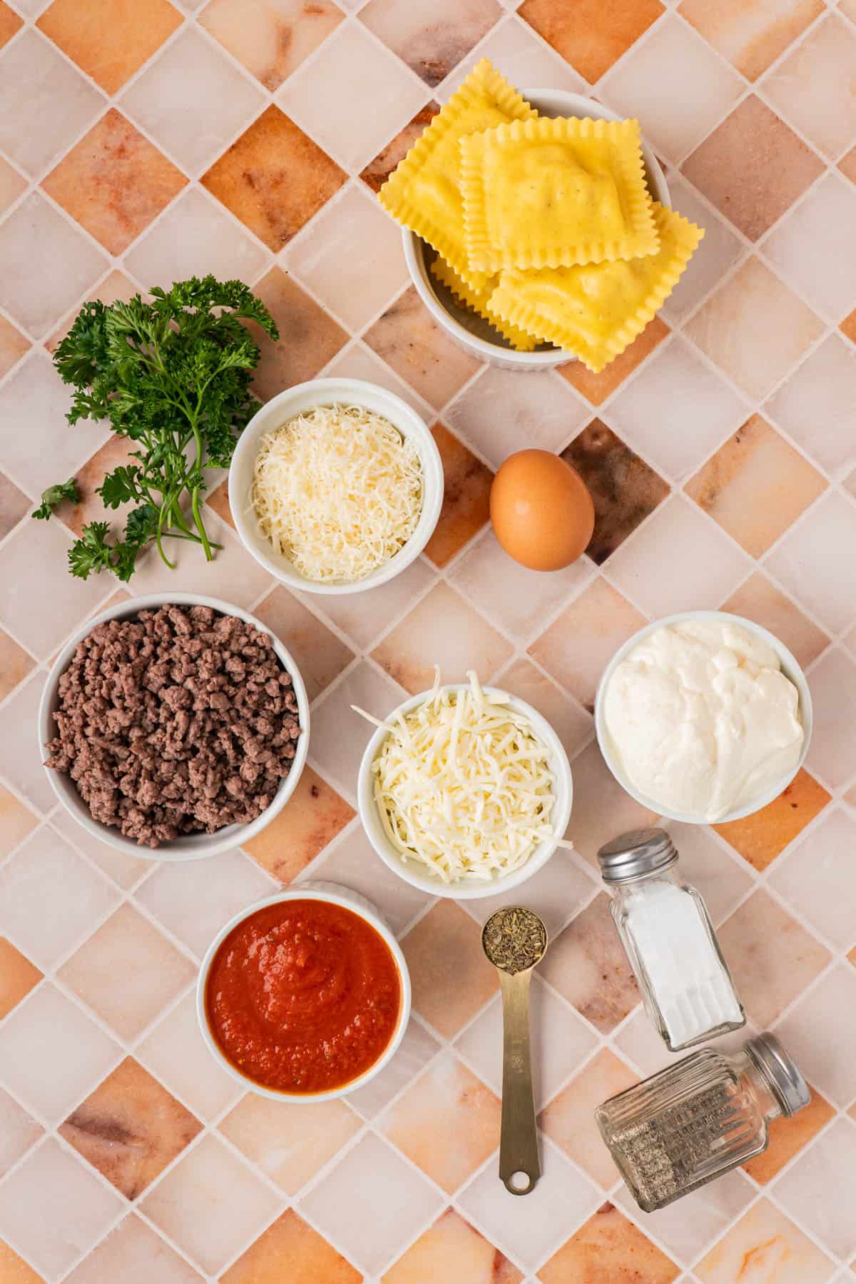 Overhead complete ingredient shot