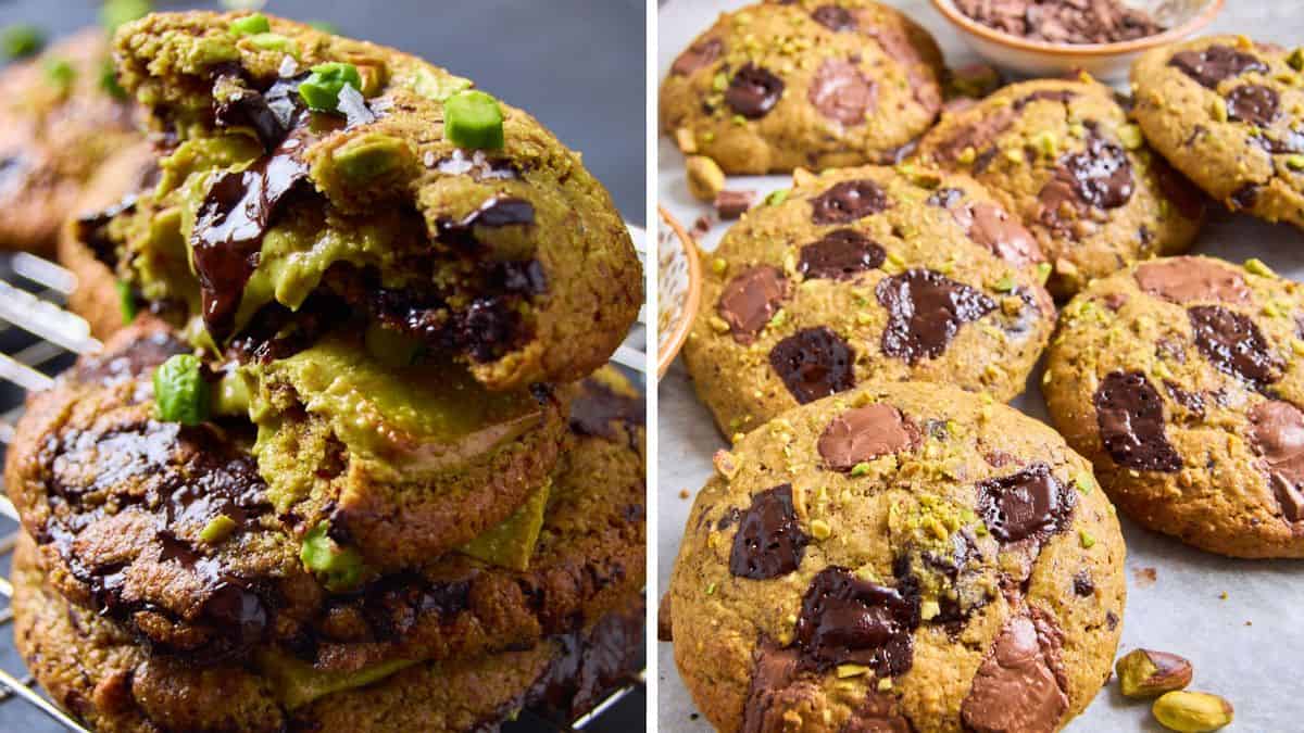 Brown Butter Pistachio Protein Cookies w/ Pistachio Cream