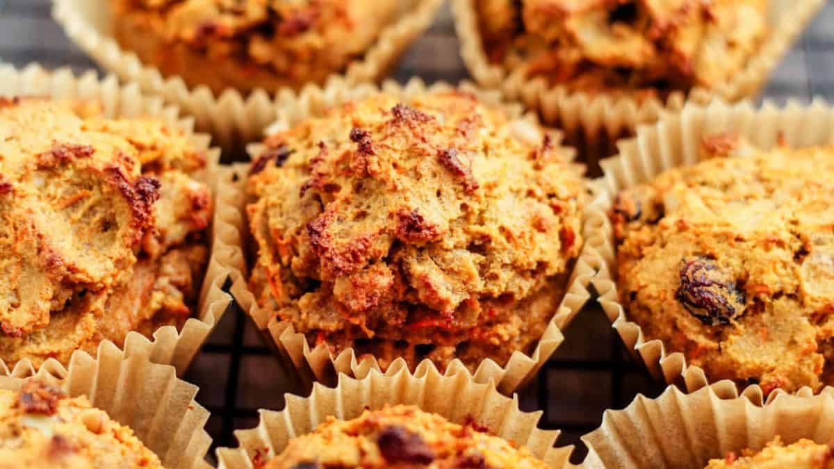 A close-up shot of a couple of pieces of coconut flour muffins.