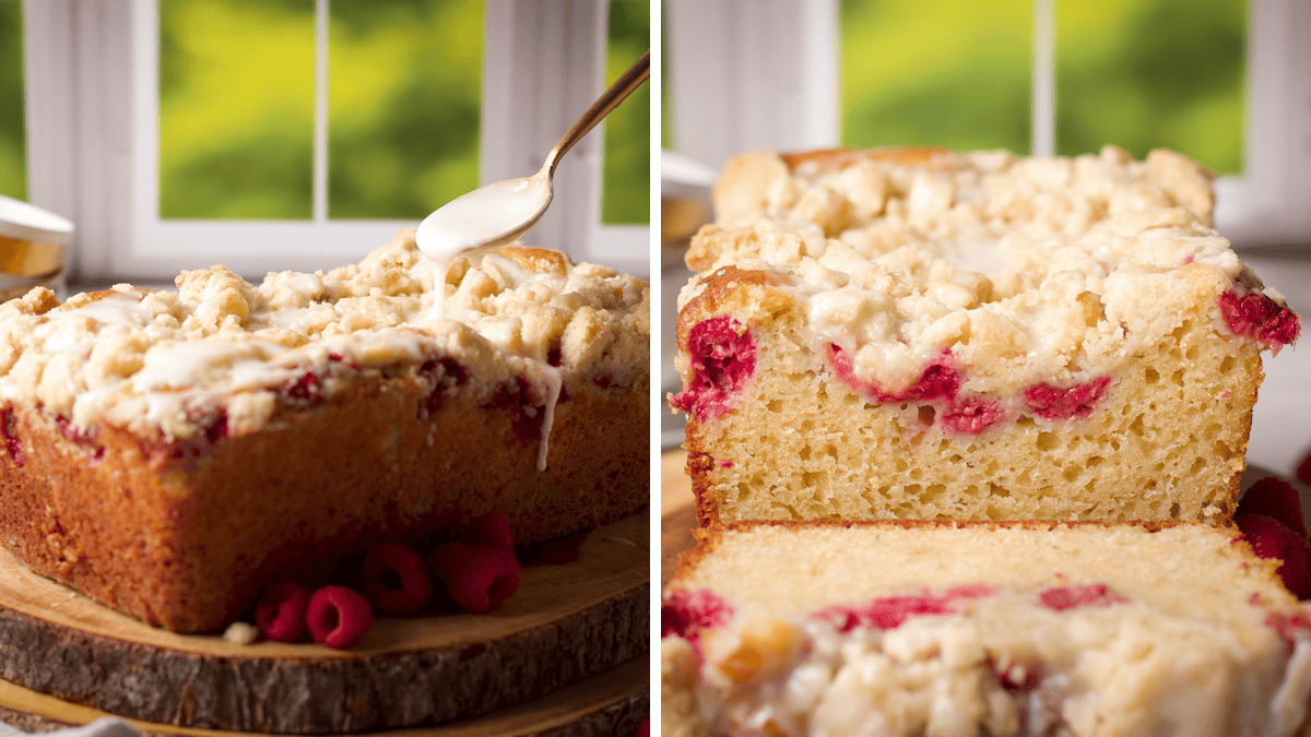 Raspberry Bread with Butter Crumb Topping