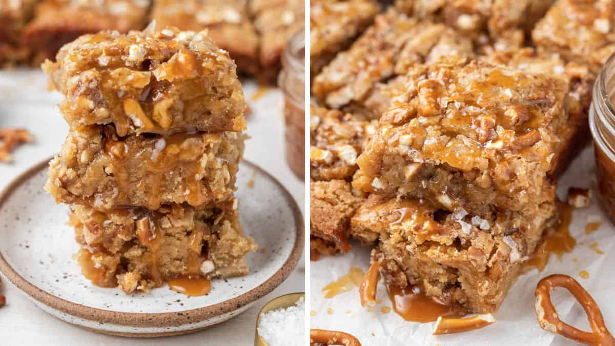 Salted Caramel Pretzel Blondies