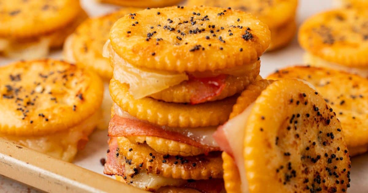 Baked Ritz Cracker Ham & Swiss Sandwiches