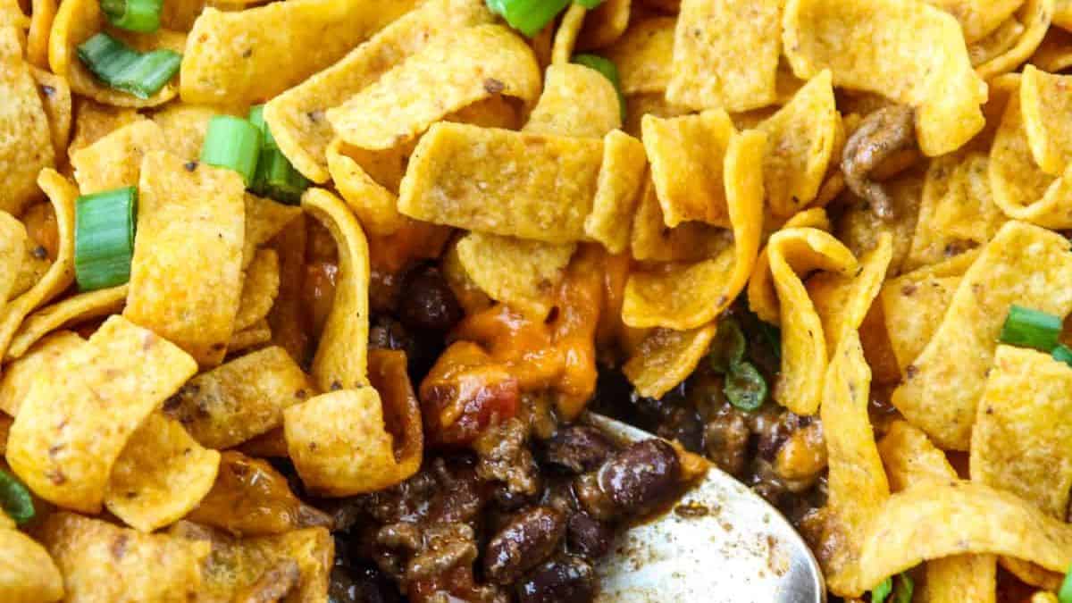 A close-up shot of Walking Taco Casserole.