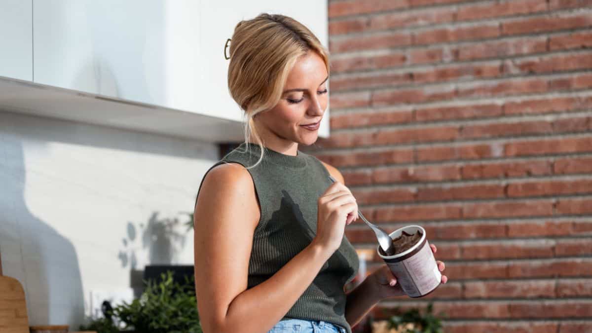 woman eating ice cream