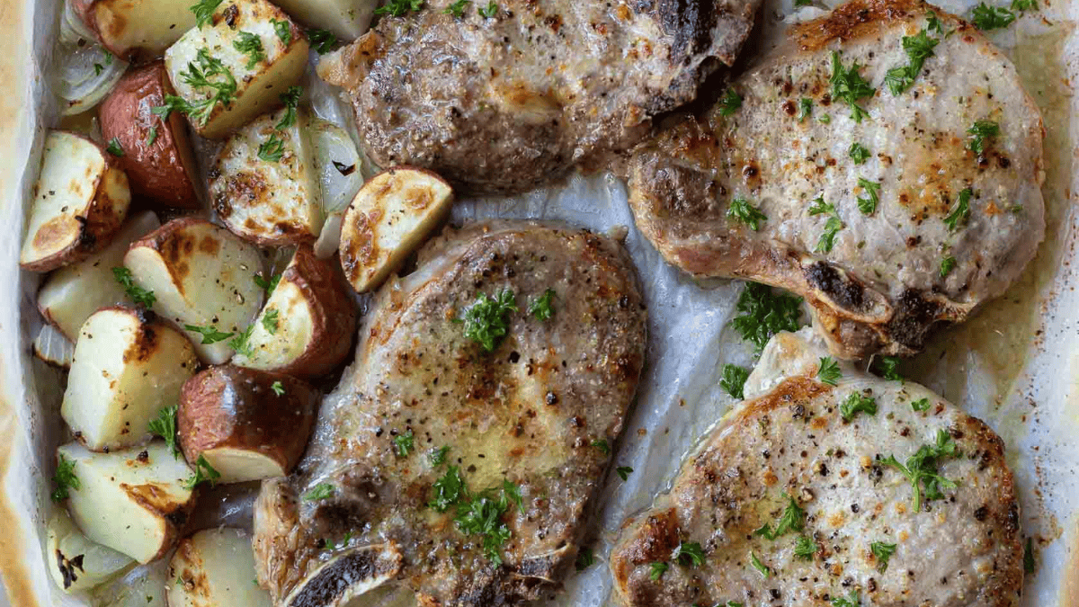 Baked Italian Pork Chops and Potatoes