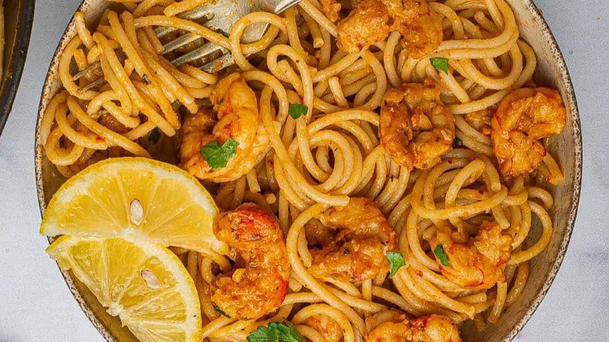 Cajun shrimp scampi spicy pasta with shrimp in a zesty sauce.