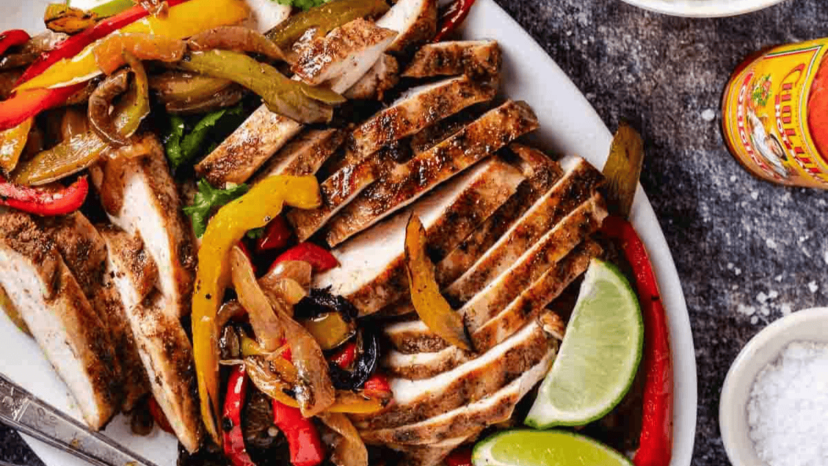 Chicken Fajitas in a Cast Iron Grill Pan