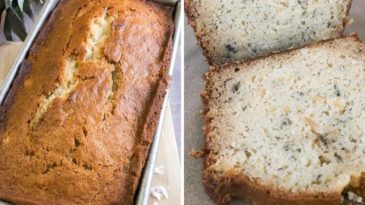 Slice of Hawaiian banana bread on a serving plate.