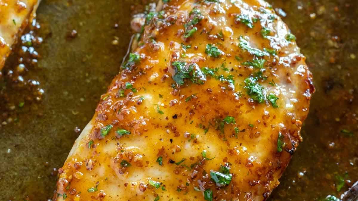 A close-up shot of porkchop cut