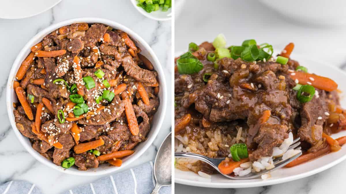 Savory Mongolian beef made in an Instant Pot, served over steamed white rice.