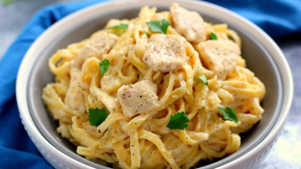 A bowl of Fettuccini Alfredo