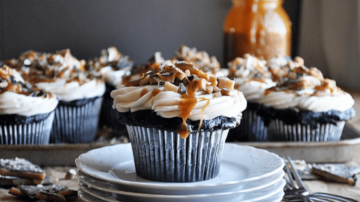 Salted Caramel Cupcakes with Salted Caramel Italian Meringue Buttercream