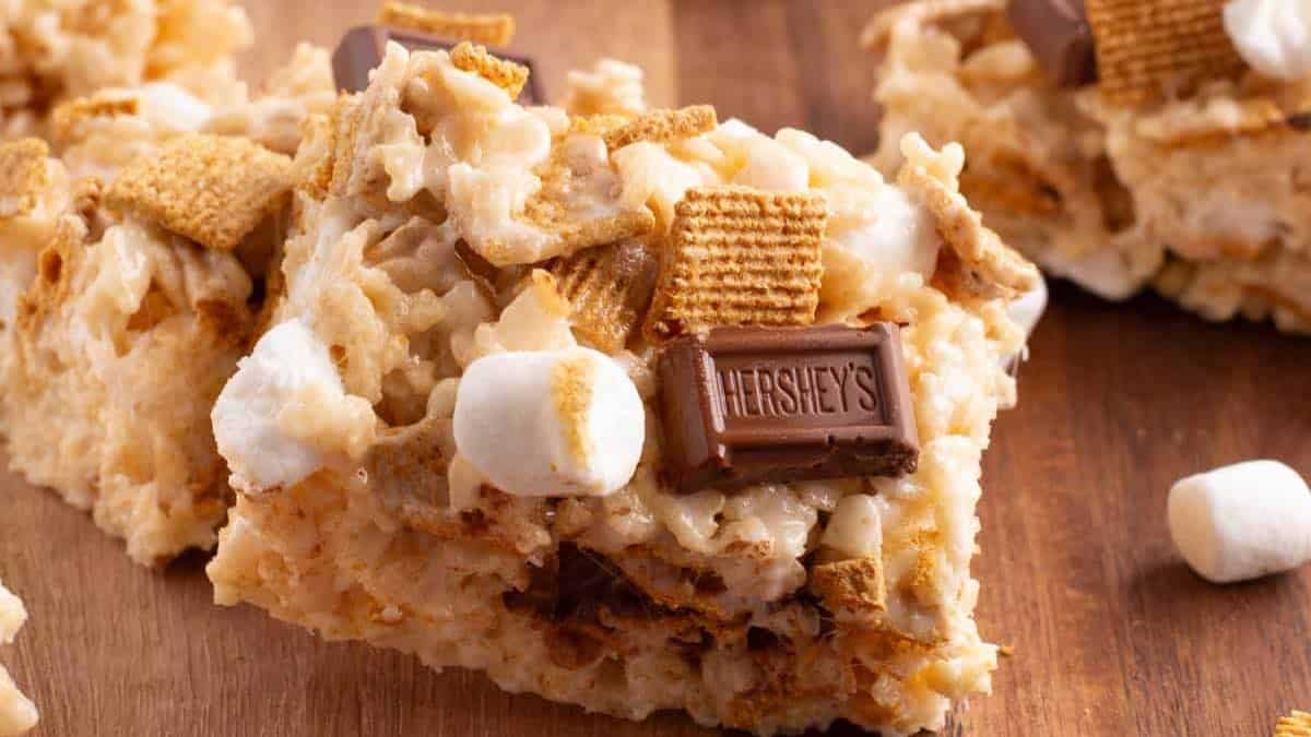 Close-up shot of Rice Krispies Smores . 