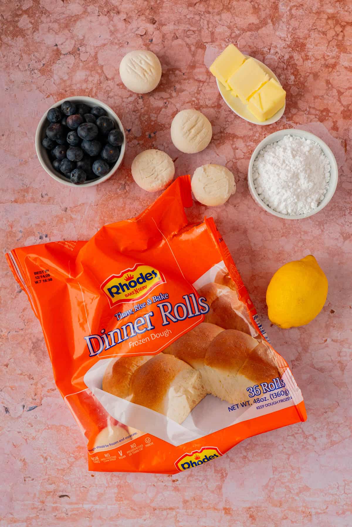ingredients for lemon blueberry focaccia