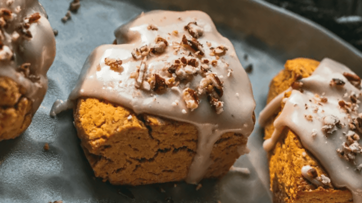 Maple Glazed Pumpkin Scones (gluten-free and vegan)