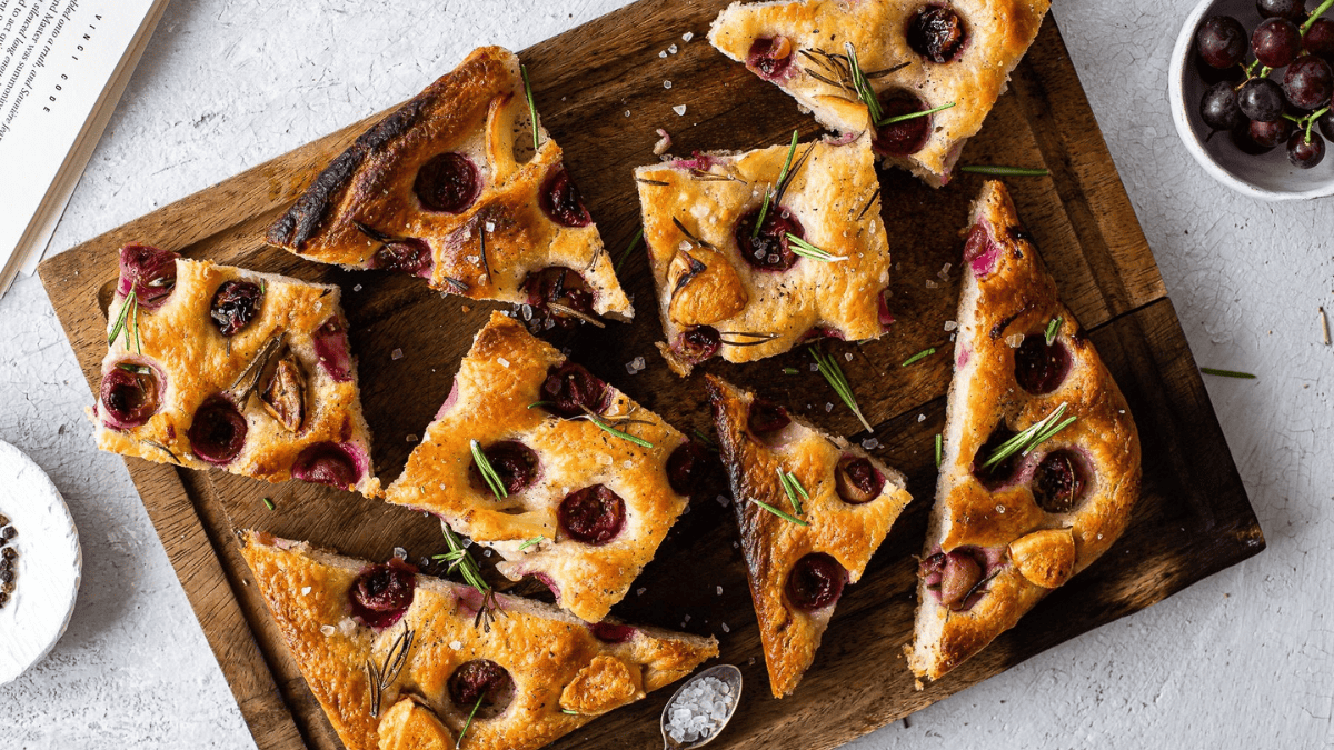 Red Grape, Rosemary and Goat’s Cheese Focaccia