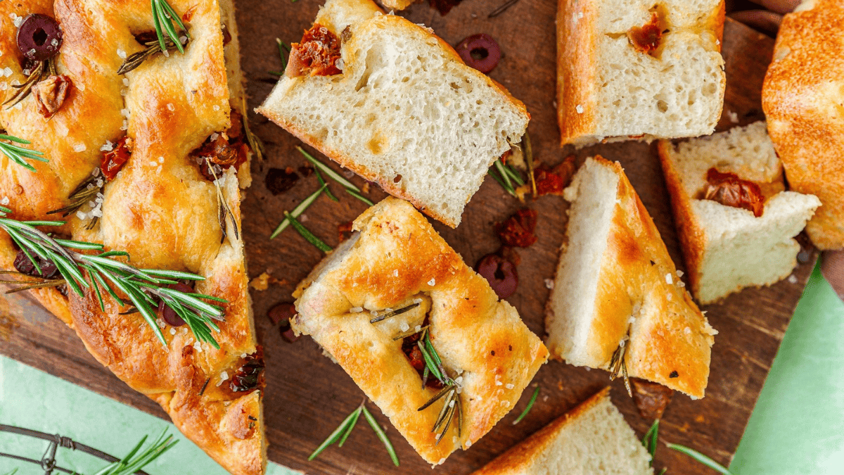 Sundried Tomato, Olive & Rosemary Focaccia