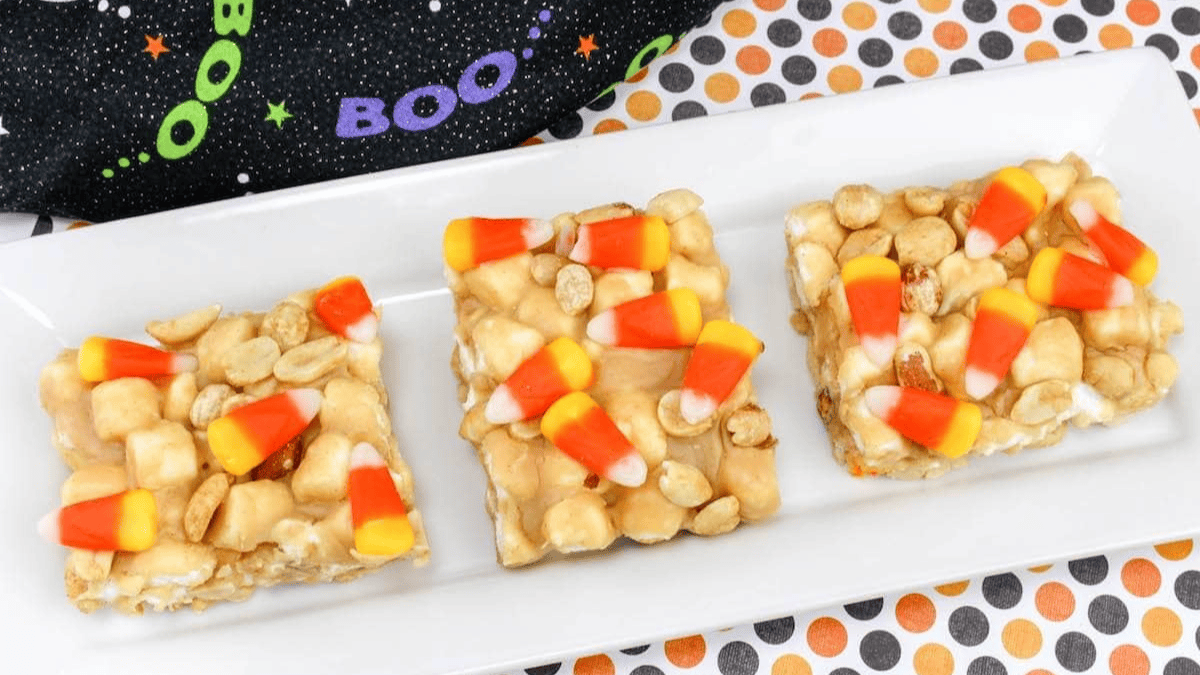 Peanut Butter Candy Corn Marshmallow Bars
