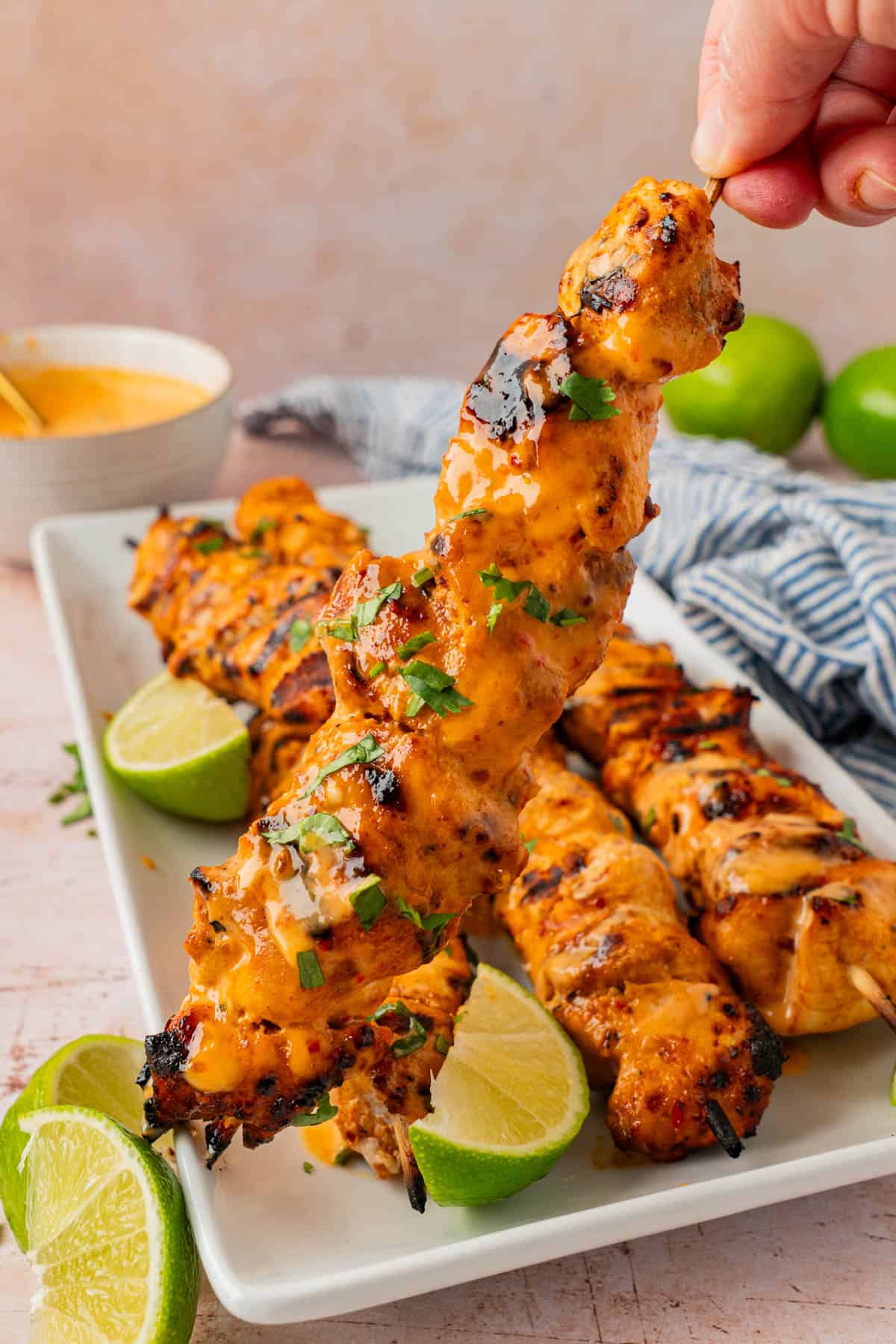 The bang bang skewer close up.