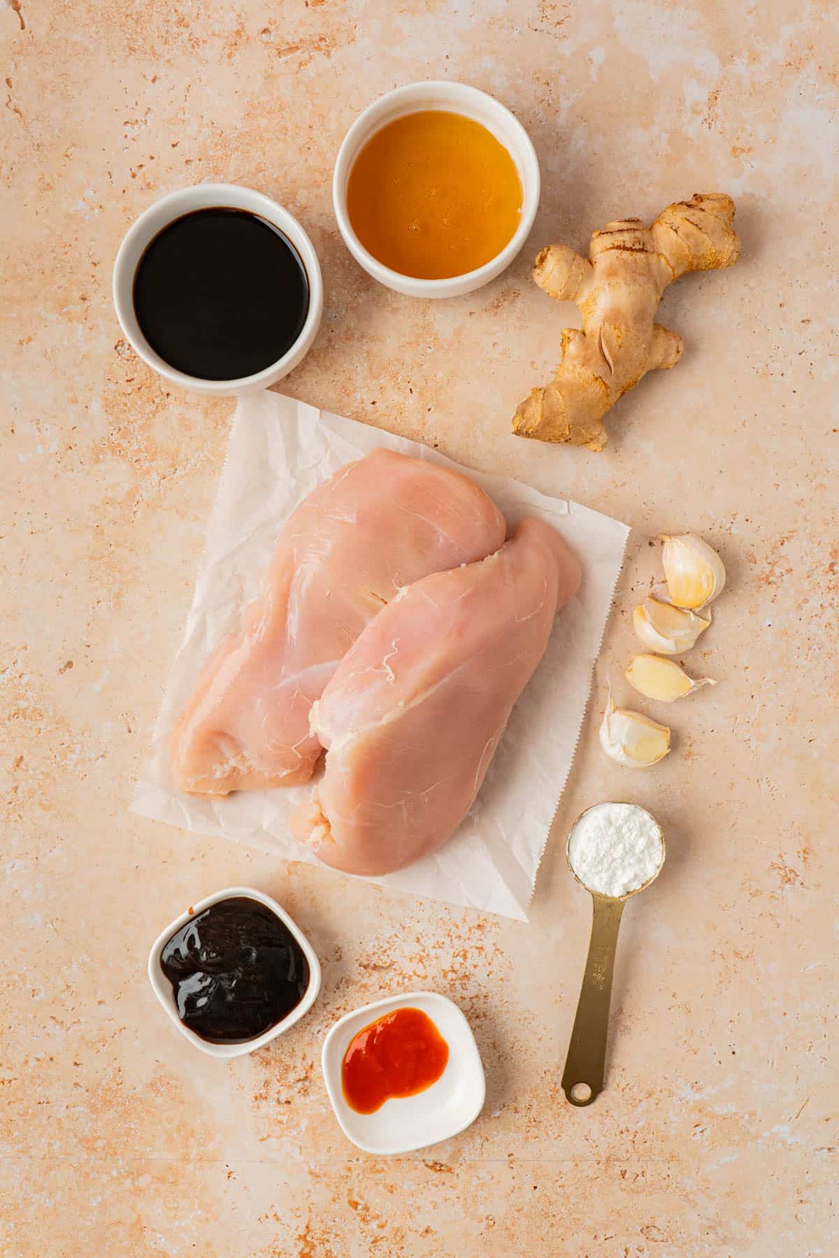 The ingredients for honey garlic crockpot chicken.