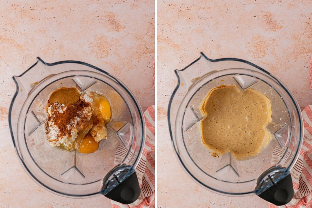 making the oatmeal pancakes in a blender. 